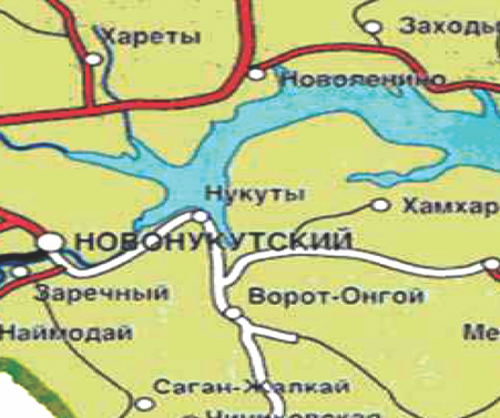 Схема проезда от районного центра п.Новонукутский до д.Ворот-Онгой.